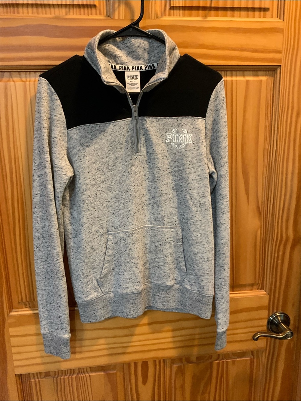 Victoria's Secret PINK Grey and Black Half-Zip Pullover Sweater